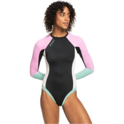 Roxy Womens Active Onesie Long Sleeve Back Zip Swimsuit