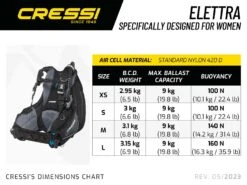Cressi Elettra BCD 11 Cressi Elettra BCD -Diving Gear Shop BCD Elettra Dimensions chart Mobile WEB