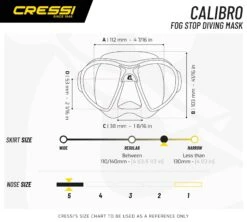Cressi Calibro Freediving Mask -Diving Gear Shop Masks Calibro Size Chart WEB