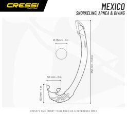 Cressi Mexico Snorkel 11 Cressi Mexico Snorkel -Diving Gear Shop Snorkel Mexico Dimensions chart Mobile WEB